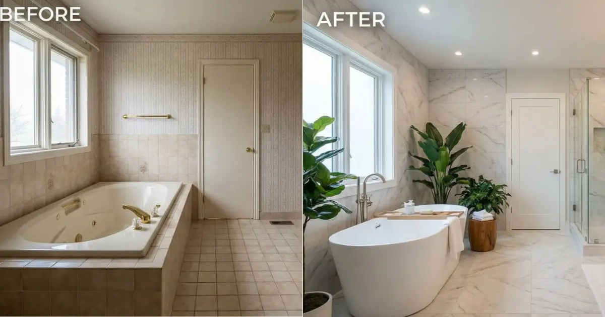 Bathroom improvements with professionally restored tiles and grout
